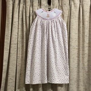 Ginger Hares Bunny Rabbits Smocked Polka Dot Dress
